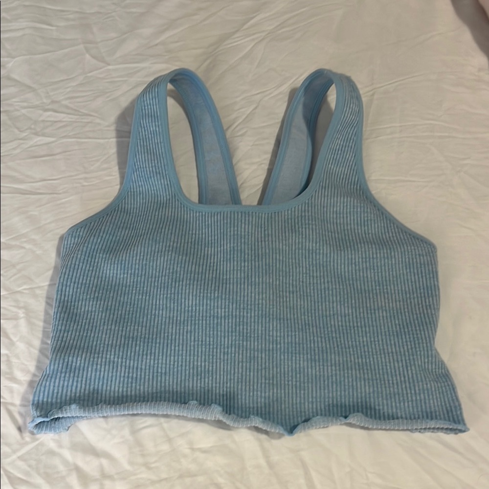 Spiritual Gangster Blue Ribbed Tank Top